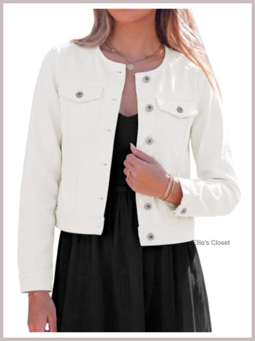 Denim Jacket Women Collarless Casual Western Button Down